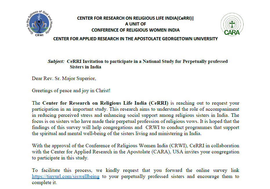 National Study for Perpetually professed Sisters in India